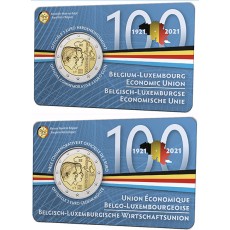 Bélgica 2€ conjunto de 2 coincards FR (Francês) e NL (Holandês)União Económica Belgo Luxemburguesa 2021