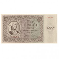 Croácia 5000 Kuna de 15.07.1943