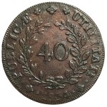 D. Maria II Pataco (40 Réis) 1834, Eixo Vertical, bronze