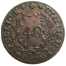 D. Maria II Pataco (40 Réis) 1834, Eixo Vertical, bronze