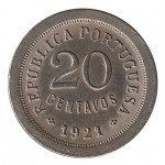 Portugal 20 Centavos "P" Aberto  de 1921