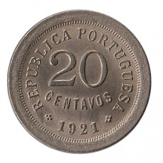 Portugal 20 Centavos "P" Fechado  de 1921