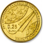Portugal 1/4€ Ouro 2011 XXV Aniv. Adesão Portugal e Espanha